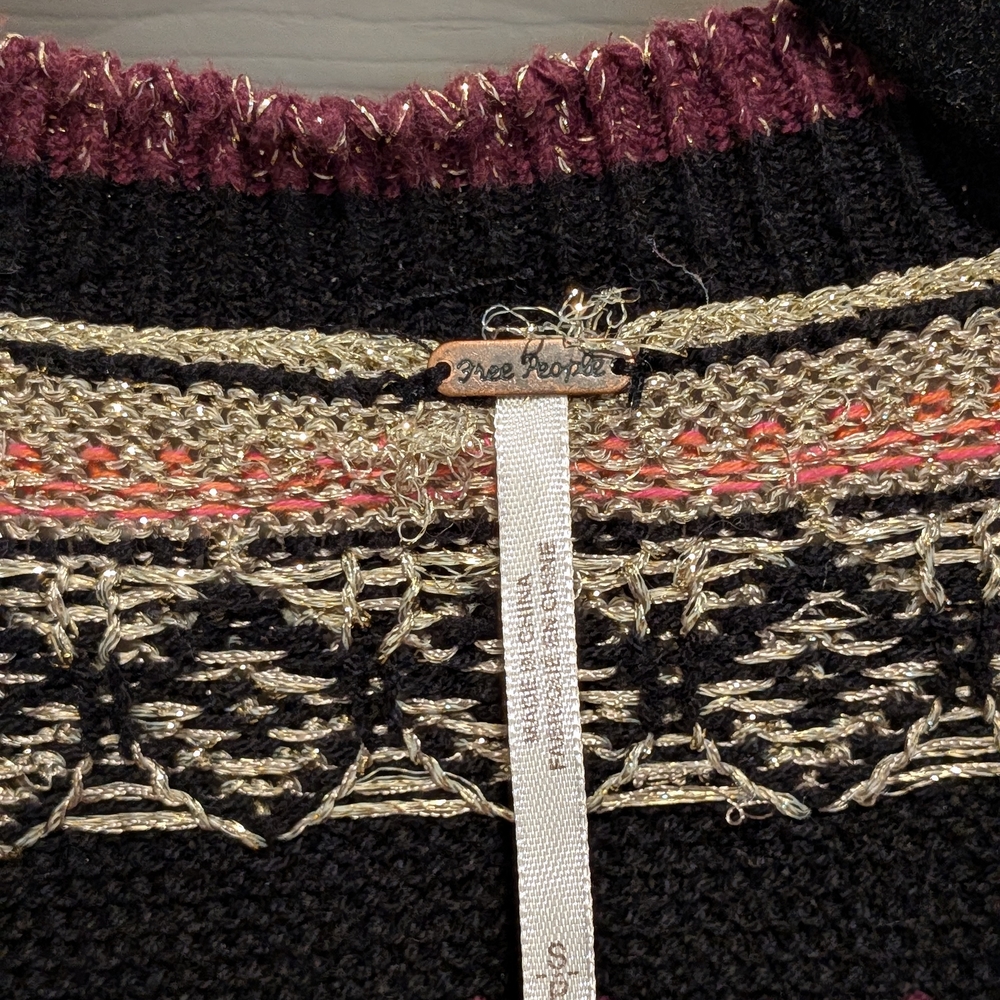 Free People Black and Gold Knit Cardigan - Picture 8 of 9